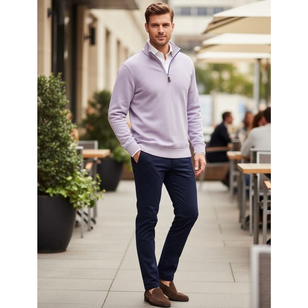 Tommy Bahama Men’s Sweater Long Sleeve 1/4 Zip Casual Golf Lilac Size Large